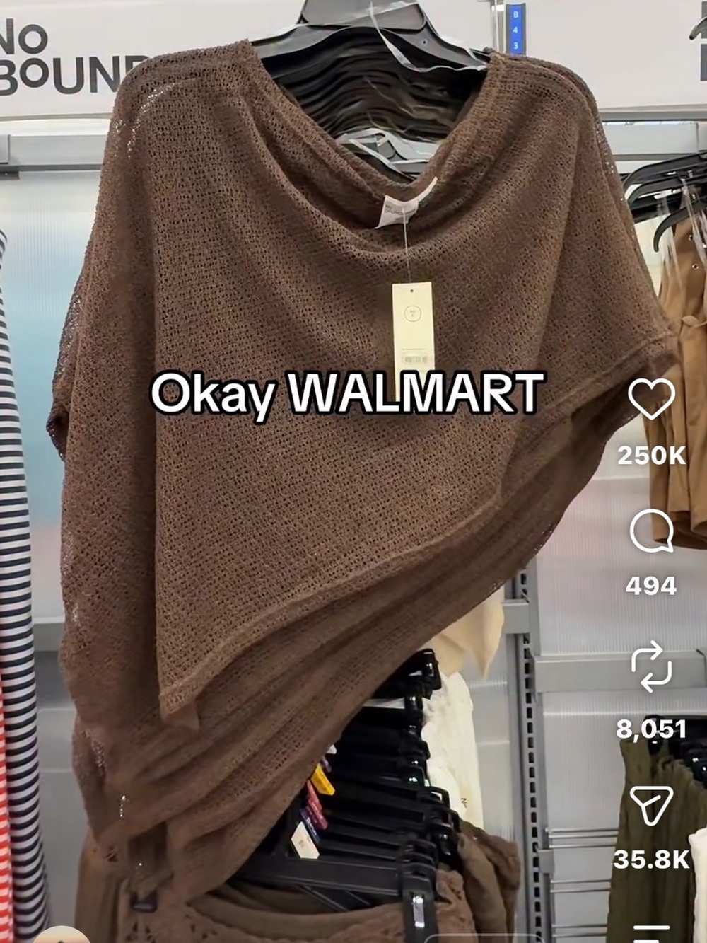 No Boundaries Brown Knit Poncho Cape